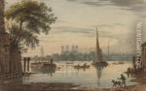 The Thames Oil Painting - John Varley