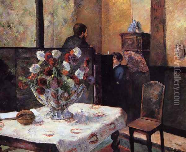 Interior Of The Painters House Rue Carcel Oil Painting - Paul Gauguin