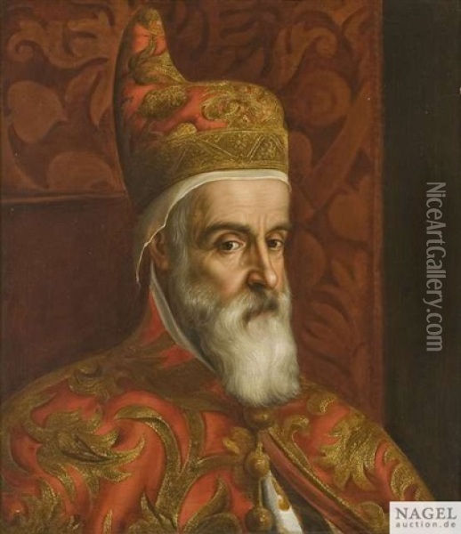 Bildnis Des Dogen Marino Grimani (1532-1605) Oil Painting - Leandro da Ponte Bassano