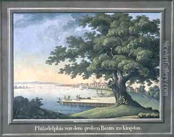 The Great Tree of Kingston with a view of Philadelphia behind Oil Painting - C.A. During