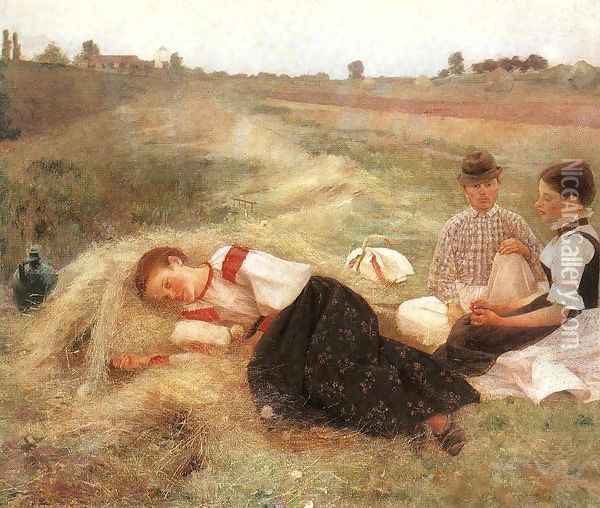Gathering Hay 1890 Oil Painting - Istvan Csok