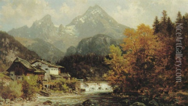 Alpenmotiv Oil Painting - Ludwig Sckell