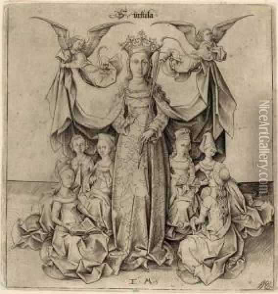 Saint Ursula (bartsch 132; Geisberg 347 Iv; Lehrs, Hollstein 412 Iv) Oil Painting - Israhel Van Meckenem