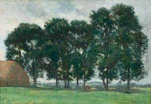 Landscape With Haystack Oil Painting - Charles Warren Eaton