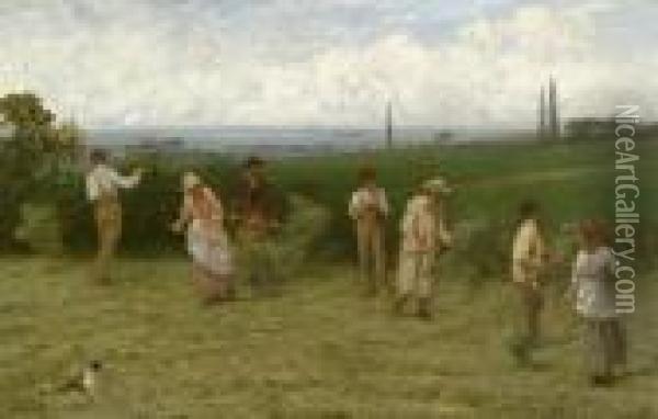 The Gleaners, Hertfordshire Oil Painting - George Clausen