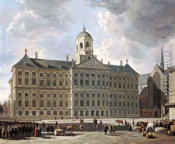 The Town Hall on the Dam, Amsterdam 2 Oil Painting - Gerrit Adriaensz Berckheyde