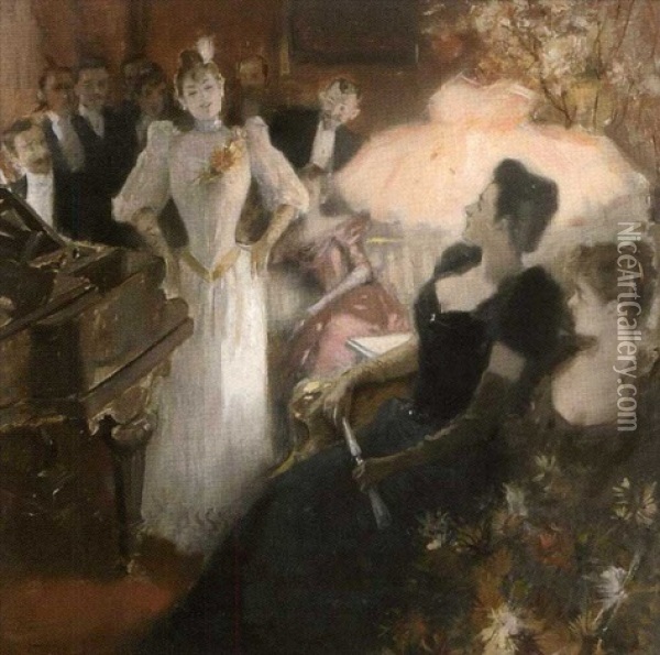 Le Salon Parisien Oil Painting - Albert Lynch