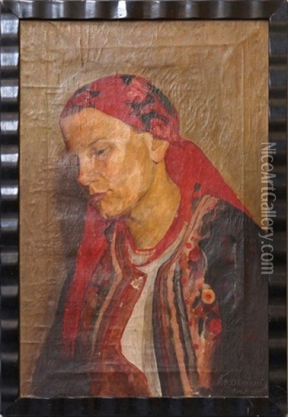 Portrait Of A Woman Oil Painting - Jerzy Karszniewicz