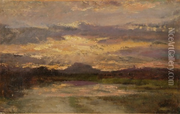 Landschaft Bei Gewitterstimmung Oil Painting - Jules Dupre