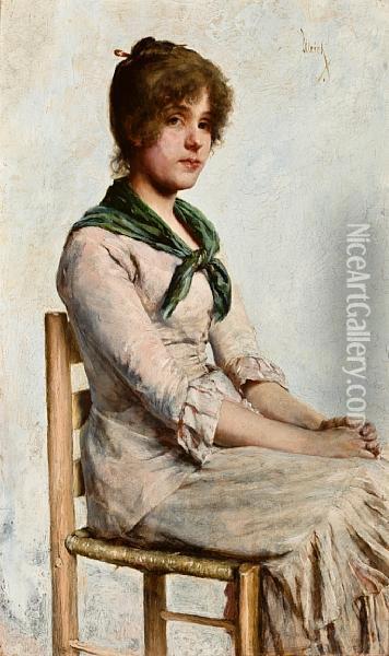 Portrait Of A Young Woman Oil Painting - Charles Frederick Ulrich