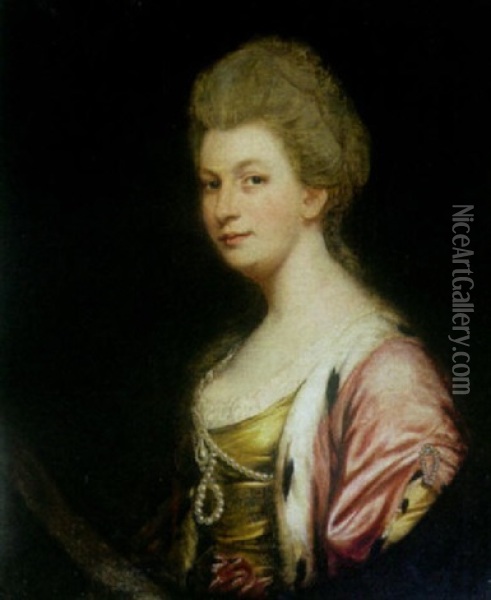 A Portrait Of Jemima Saintsbury, Wife Of Joseph Guerin Oil Painting - Thomas Beach