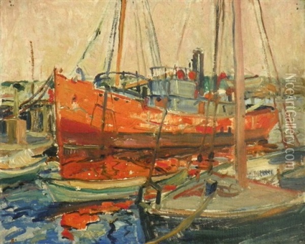 The Red Boat Oil Painting - Thomas P. Barnett