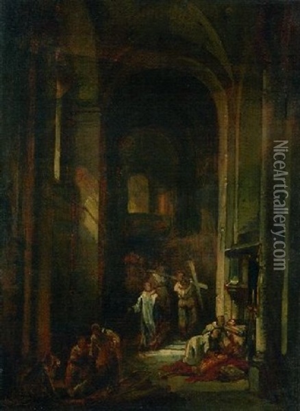 Rettung Der Klosterschatze Von San Martino Bei Ivrea In Piemont Vor Den Franzosen 1796 Oil Painting - Wilhelm Gail