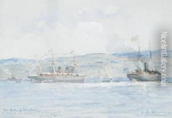 The Duke Of Edinburgh On Board The Ss Serviaat Greenock 23 Aug 81 Oil Painting - Eduardo de Martino
