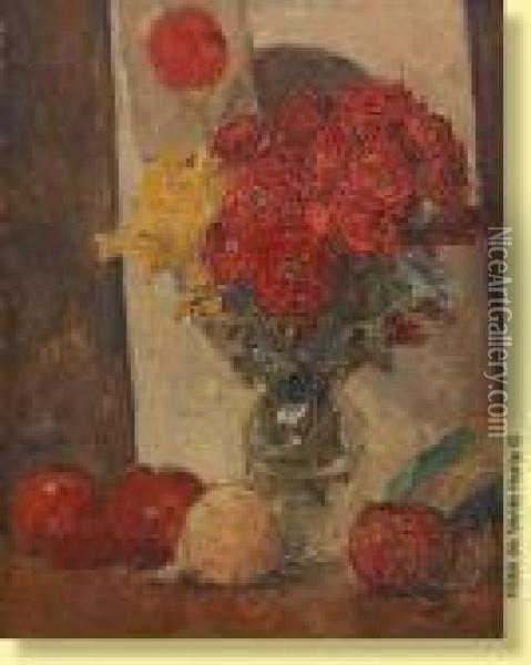 Vase Fleuri De Roses Oil Painting - Maurice Wagemans