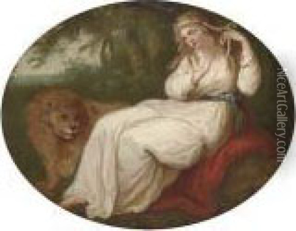 Una And The Lion Oil Painting - Angelica Kauffmann