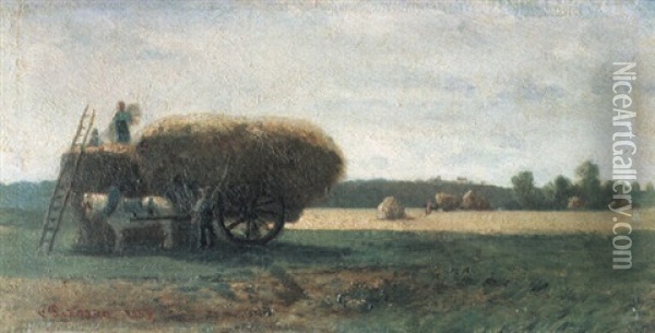 La Moisson Oil Painting - Camille Pissarro
