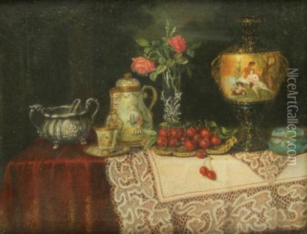 A Still Life On A Table Oil Painting - Josefine Osnaghi