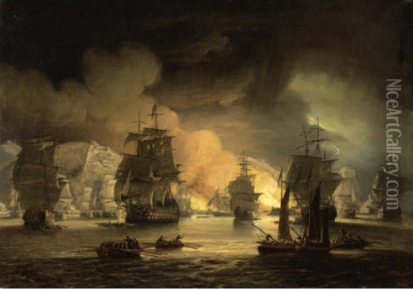 The Bombardment Of Algiers Oil Painting - Thomas Luny