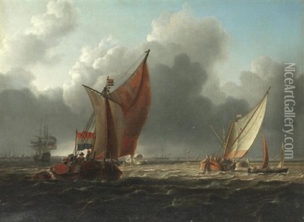 Dutch Shipping Scene Oil Painting - Charles Martin Powell