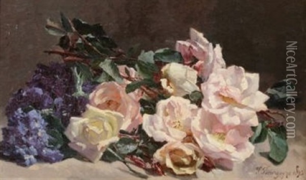 Jetee De Fleurs Oil Painting - Pierre Bourgogne