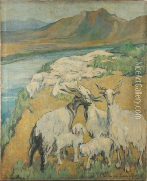 Mountain Goats Oil Painting - Florence Lundborg