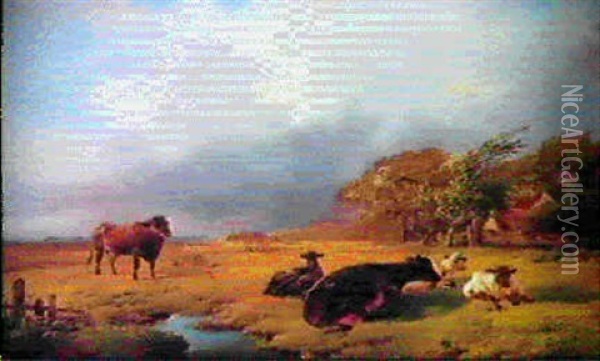 Vaches Dans Une Pature Oil Painting - Louis Robbe