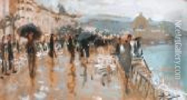 La Promenade Des Anglais - Nice Oil Painting - Pierre Eugene Montezin
