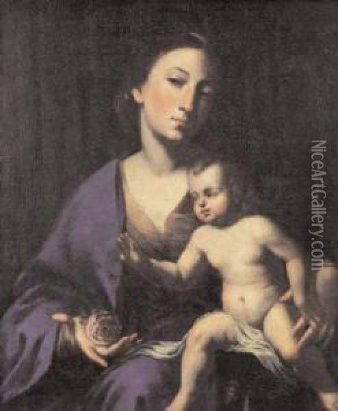 La Vierge A La Rose Avec L'enfant Jesus Oil Painting - Massimo Stanzione