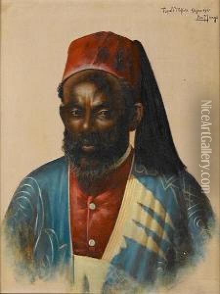 Portrait Of A Lybian Man Oil Painting - Leonardo De Mango