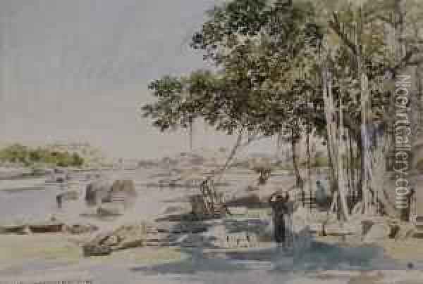 Der Tungabhadra Fluss Oil Painting - Ludwig Hans Fischer