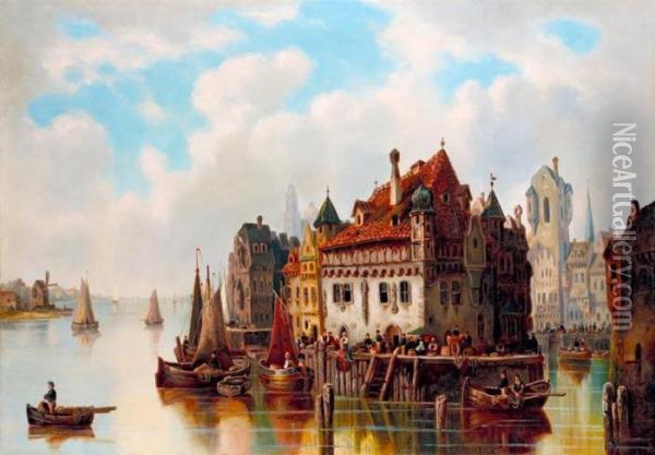 Rotterdam Latkepe Oil Painting - Ludwig Herrmann