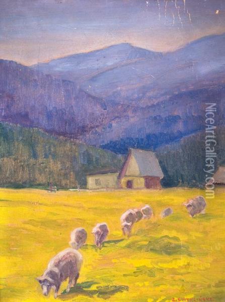 Owce Na Hali Oil Painting - Zefiryn Cwiklinski