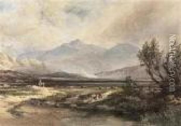 In The Highlands, Scotland Oil Painting - Anthony Vandyke Copley Fielding