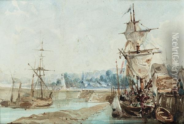 Boulogne Harbour Oil Painting - Richard Parkes Bonington