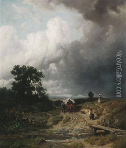 Aufziehendes Gewitter Oil Painting - Adolf Heinrich Lier