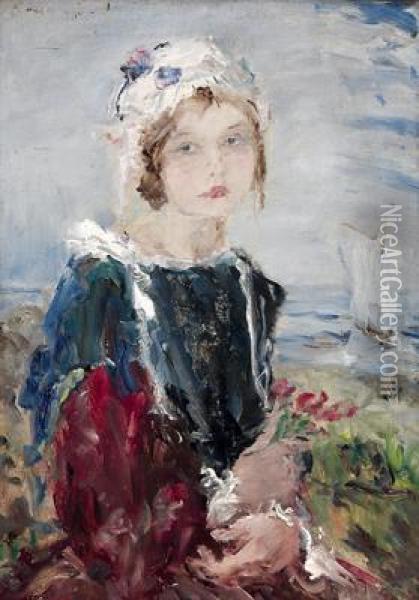 Junge Frau In Tracht Oil Painting - Aurel Naray