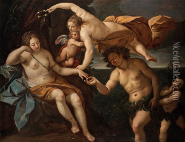 The Marriage Of Bacchus And Ariadne In The Presence Of Venus Oil Painting - Giuseppe Nuvolone