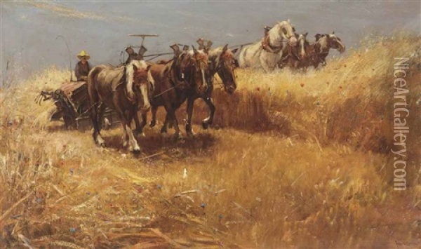 Working The Field Oil Painting - Franciscus Willem Helfferich