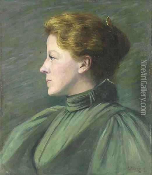 Portrait of a Woman in Profile Oil Painting - Louise Roger Jewett