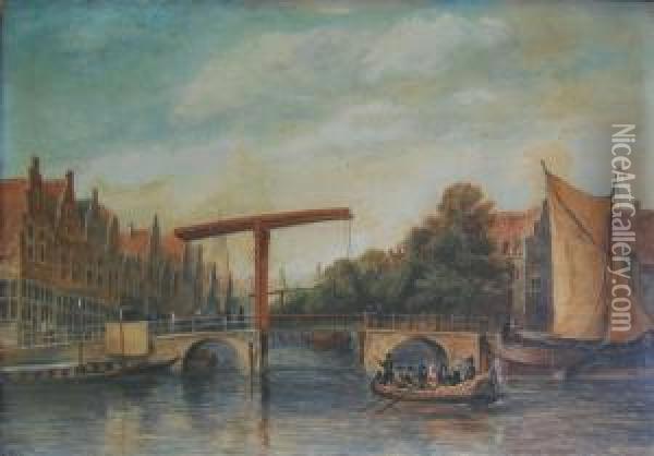 Canale Di Amsterdam Oil Painting - F. Meyer