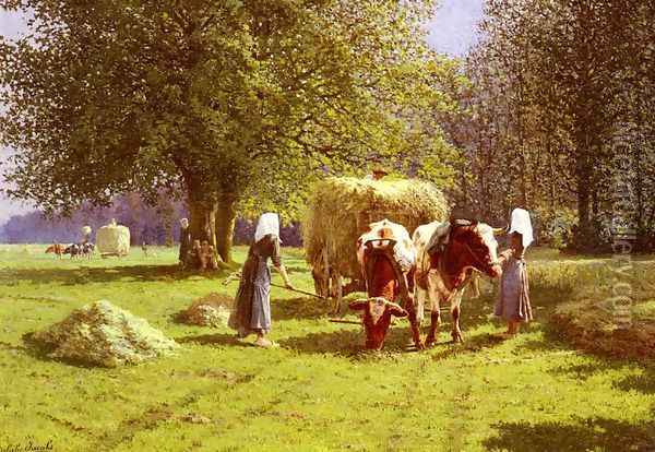 Les Fenaisons (Haymaking) Oil Painting - Adolphe Jacobs
