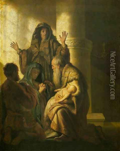 Simeon and Anna Recognize the Lord in Jesus Oil Painting - Rembrandt Van Rijn