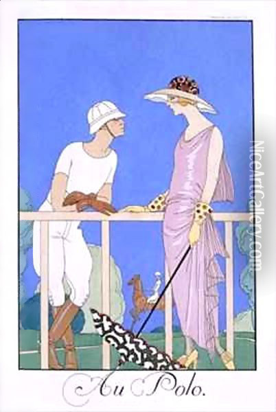 At Polo Oil Painting - Georges Barbier