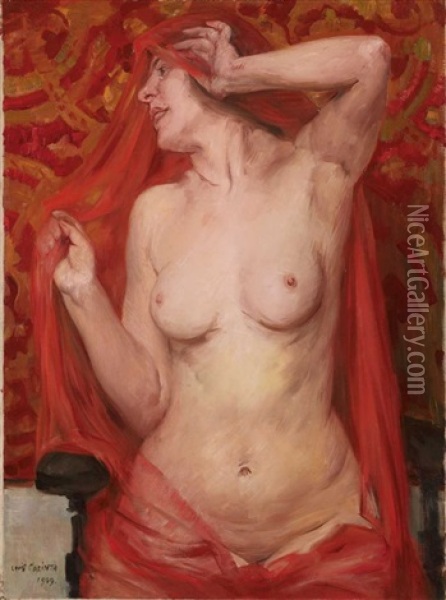 Stimmung In Rot (halbakt) Oil Painting - Lovis Corinth