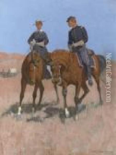 Belle Mckeever And Lt. Edgar Wheelock Oil Painting - Frederic Remington