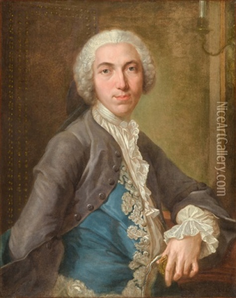 Retrato De Un Gentil Hombre Oil Painting - Jacques Andre Joseph Aved