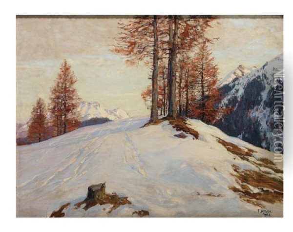 Larchen Im Schnee Oil Painting - Franz Xaver Hoch
