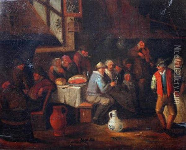 Figures Drinking In An Inn Oil Painting - Adriaen Jansz. Van Ostade