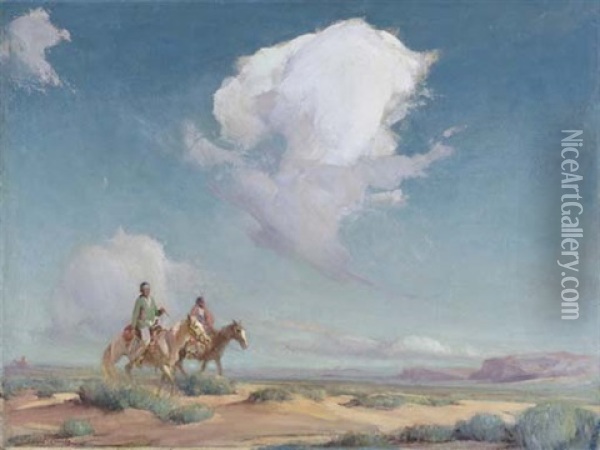 Navajo Travelers Oil Painting - Gerald Cassidy